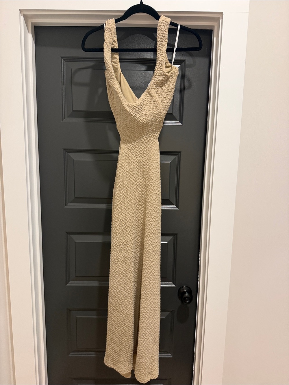 Sabo Skirt Cream Backless Textured Maxi Dress